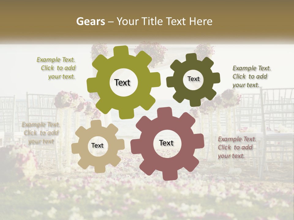 A Wedding Ceremony On The Beach With Flowers PowerPoint Template