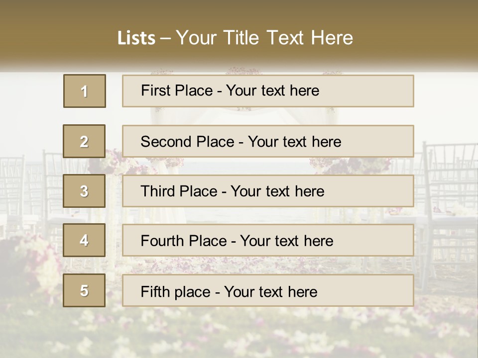A Wedding Ceremony On The Beach With Flowers PowerPoint Template