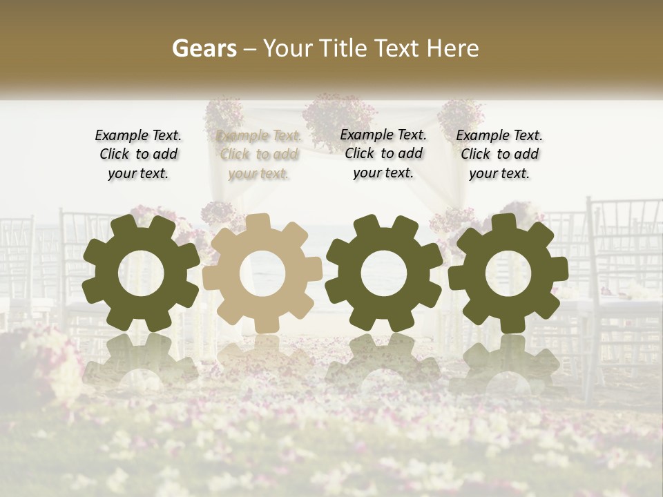 A Wedding Ceremony On The Beach With Flowers PowerPoint Template