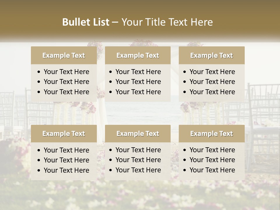 A Wedding Ceremony On The Beach With Flowers PowerPoint Template