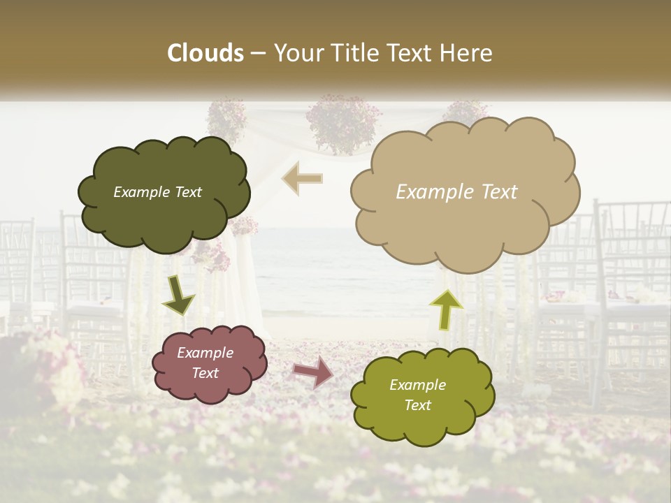 A Wedding Ceremony On The Beach With Flowers PowerPoint Template