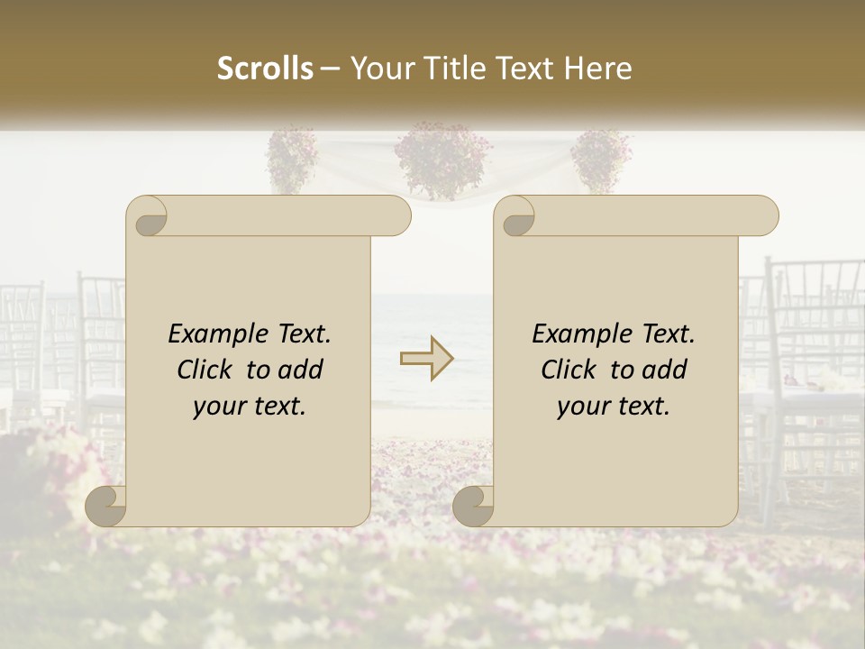A Wedding Ceremony On The Beach With Flowers PowerPoint Template