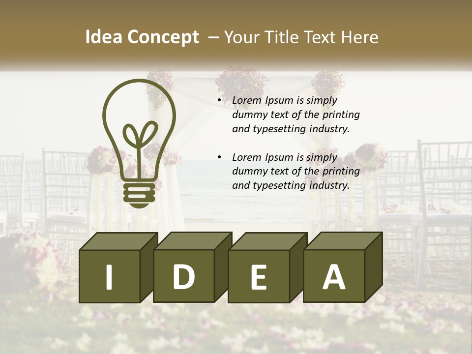 A Wedding Ceremony On The Beach With Flowers PowerPoint Template