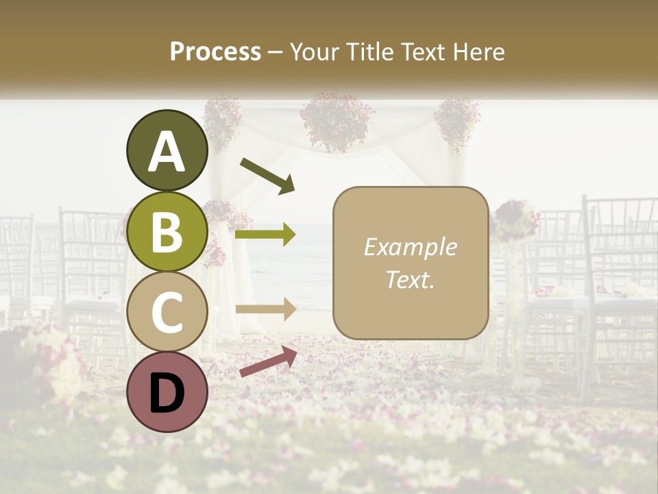 A Wedding Ceremony On The Beach With Flowers PowerPoint Template