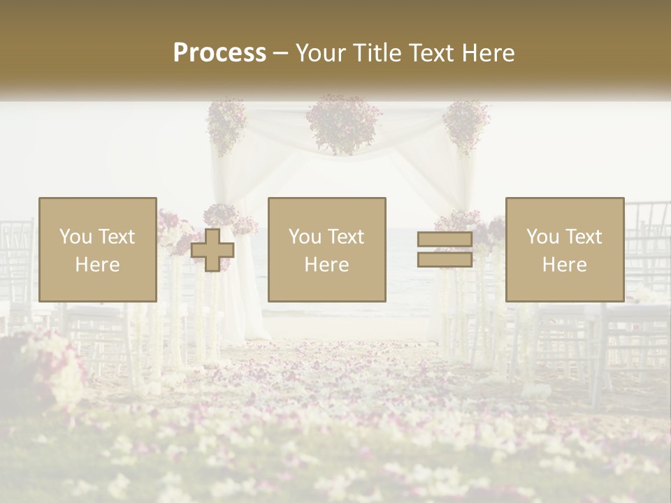 A Wedding Ceremony On The Beach With Flowers PowerPoint Template