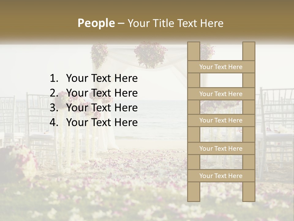 A Wedding Ceremony On The Beach With Flowers PowerPoint Template