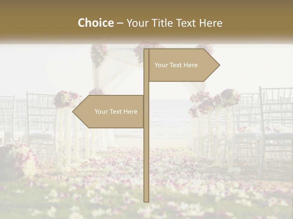 A Wedding Ceremony On The Beach With Flowers PowerPoint Template
