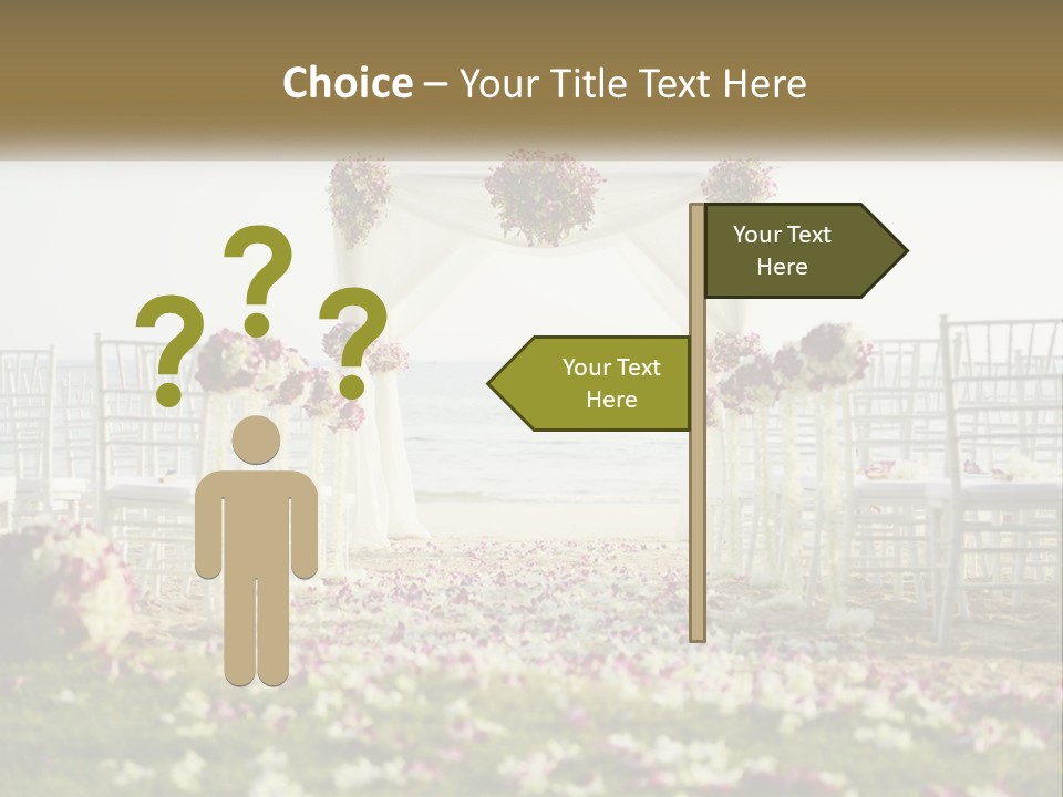 A Wedding Ceremony On The Beach With Flowers PowerPoint Template