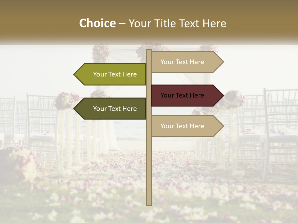 A Wedding Ceremony On The Beach With Flowers PowerPoint Template