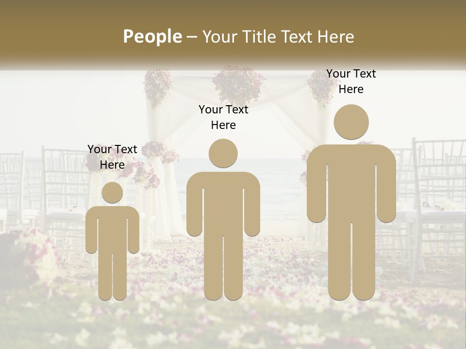 A Wedding Ceremony On The Beach With Flowers PowerPoint Template