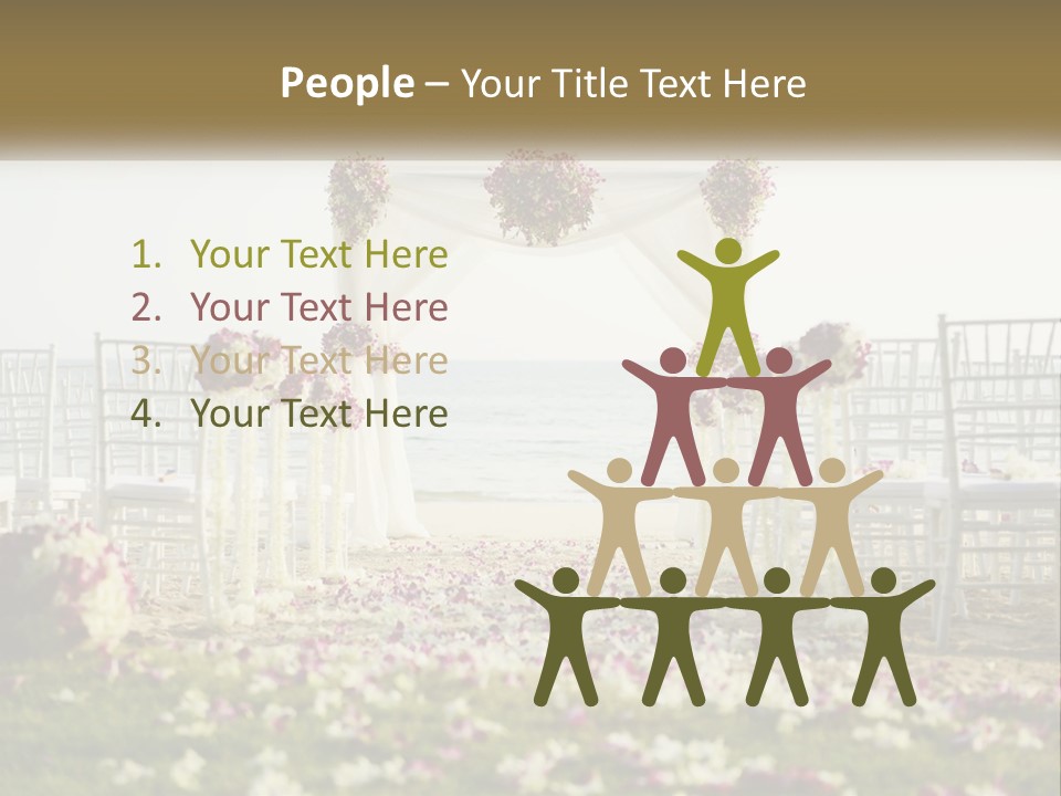 A Wedding Ceremony On The Beach With Flowers PowerPoint Template
