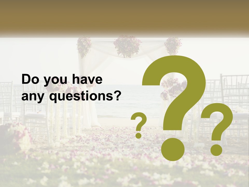 A Wedding Ceremony On The Beach With Flowers PowerPoint Template