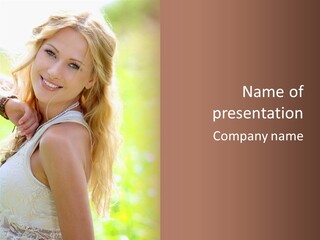 A Beautiful Blonde Woman Holding A Bird Powerpoint Template PowerPoint Template