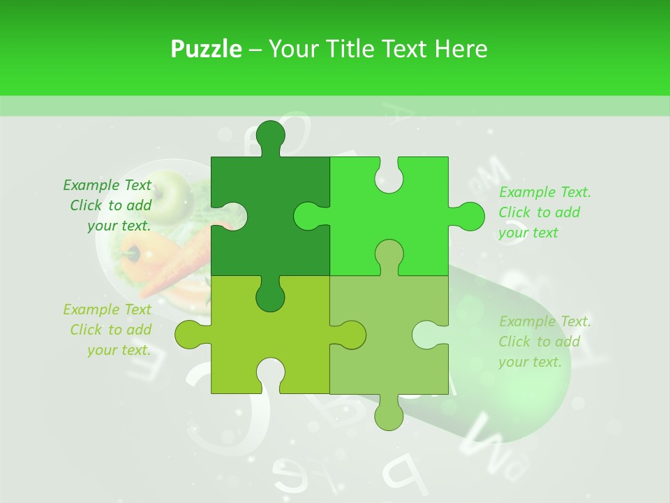 A Green Pill With Fruits And Vegetables In It PowerPoint Template