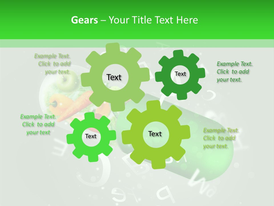 A Green Pill With Fruits And Vegetables In It PowerPoint Template