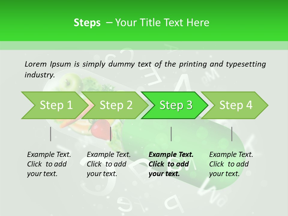 A Green Pill With Fruits And Vegetables In It PowerPoint Template