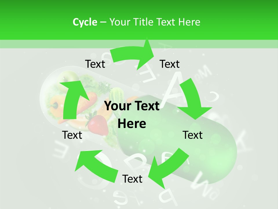 A Green Pill With Fruits And Vegetables In It PowerPoint Template