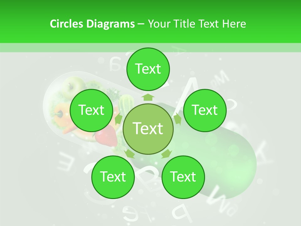 A Green Pill With Fruits And Vegetables In It PowerPoint Template