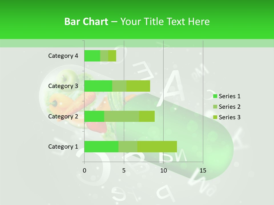 A Green Pill With Fruits And Vegetables In It PowerPoint Template