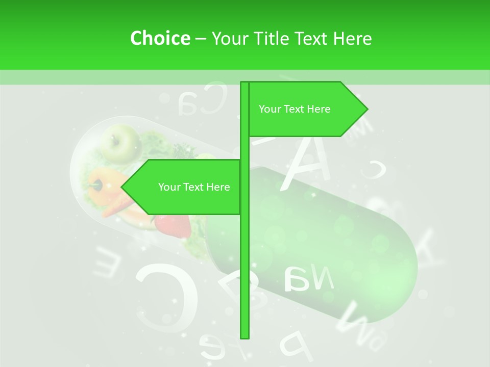 A Green Pill With Fruits And Vegetables In It PowerPoint Template