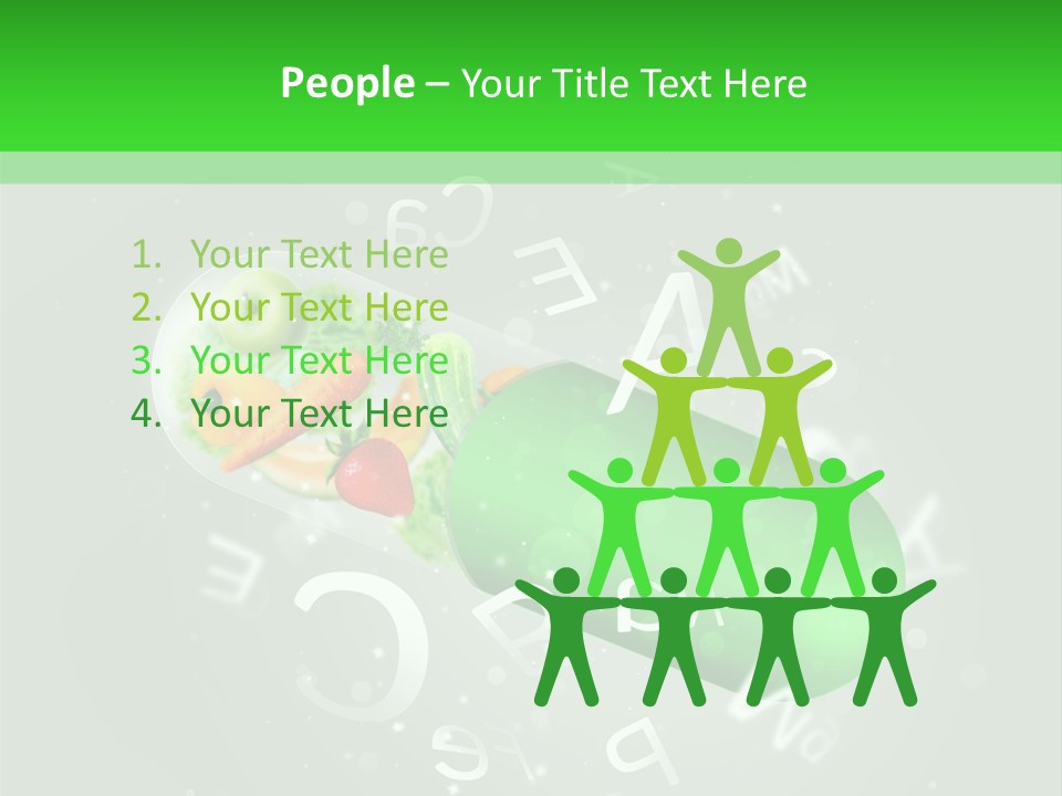 A Green Pill With Fruits And Vegetables In It PowerPoint Template