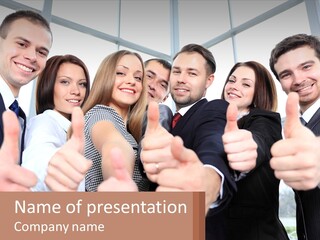 A Group Of Business People Giving Thumbs Up PowerPoint Template