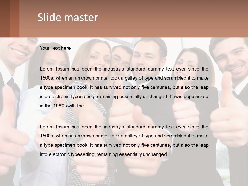 A Group Of Business People Giving Thumbs Up PowerPoint Template