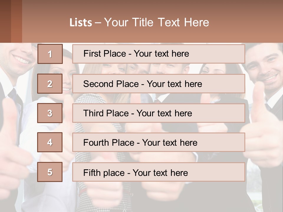 A Group Of Business People Giving Thumbs Up PowerPoint Template