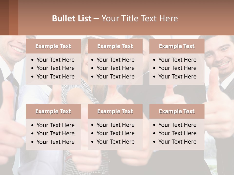 A Group Of Business People Giving Thumbs Up PowerPoint Template