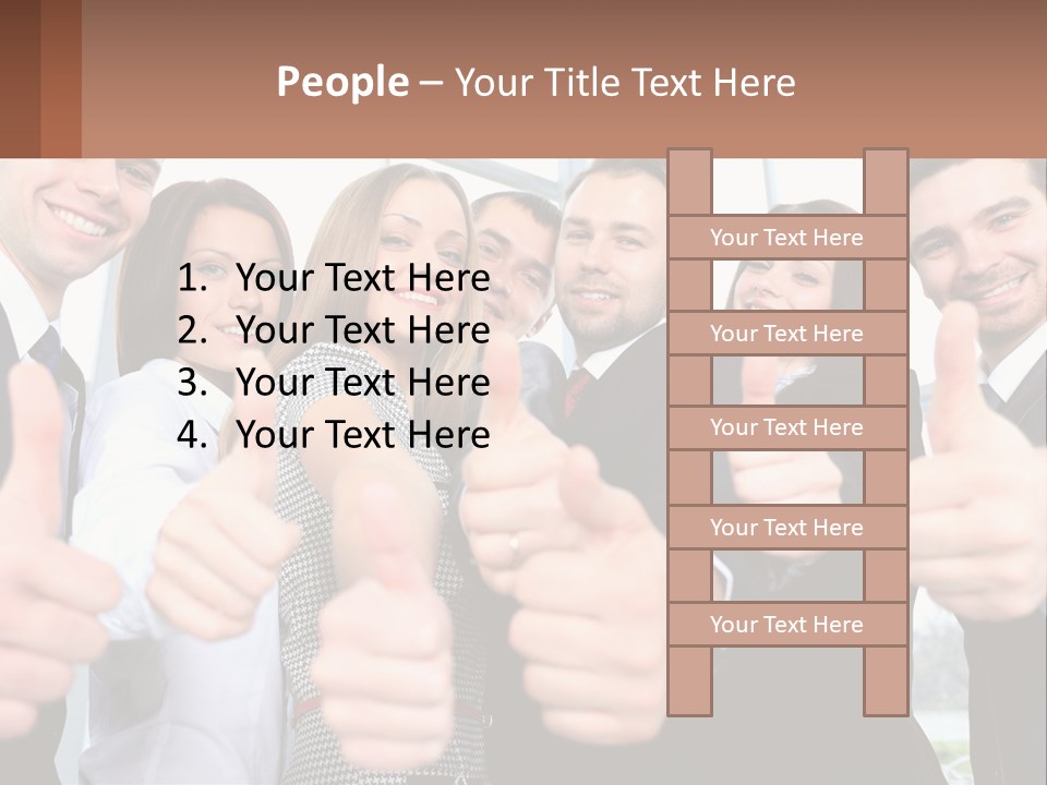 A Group Of Business People Giving Thumbs Up PowerPoint Template