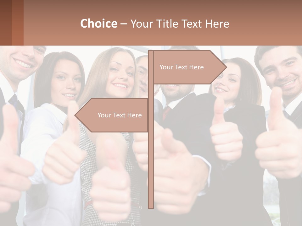 A Group Of Business People Giving Thumbs Up PowerPoint Template