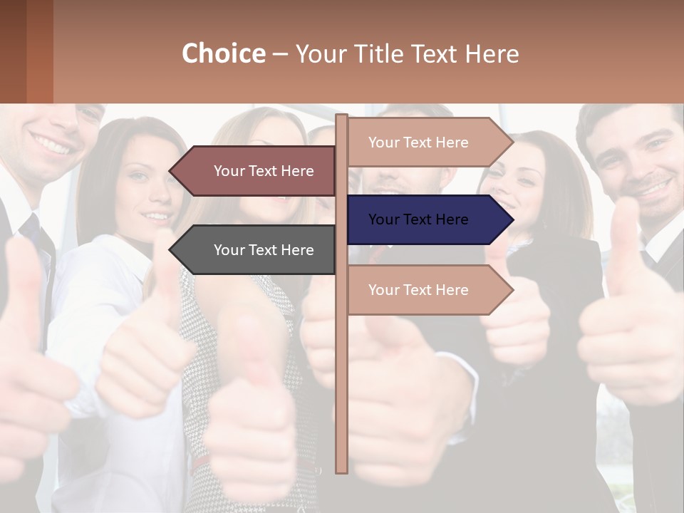 A Group Of Business People Giving Thumbs Up PowerPoint Template
