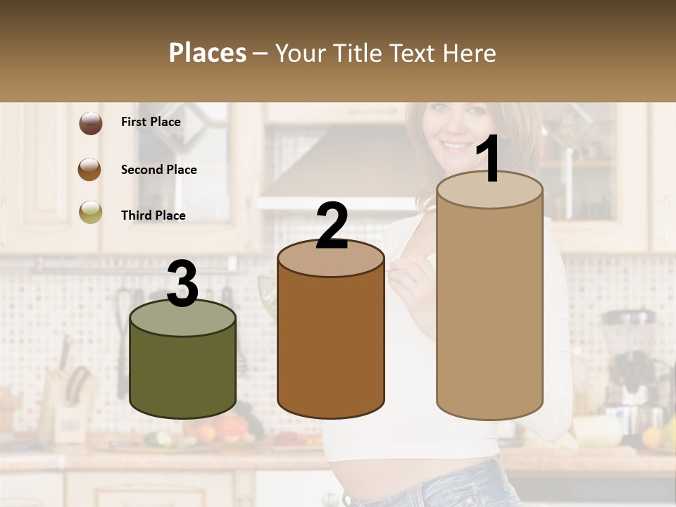 A Pregnant Woman Holding A Bowl Of Fruit In A Kitchen PowerPoint Template