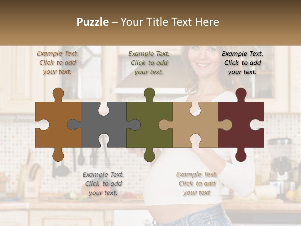 A Pregnant Woman Holding A Bowl Of Fruit In A Kitchen PowerPoint Template