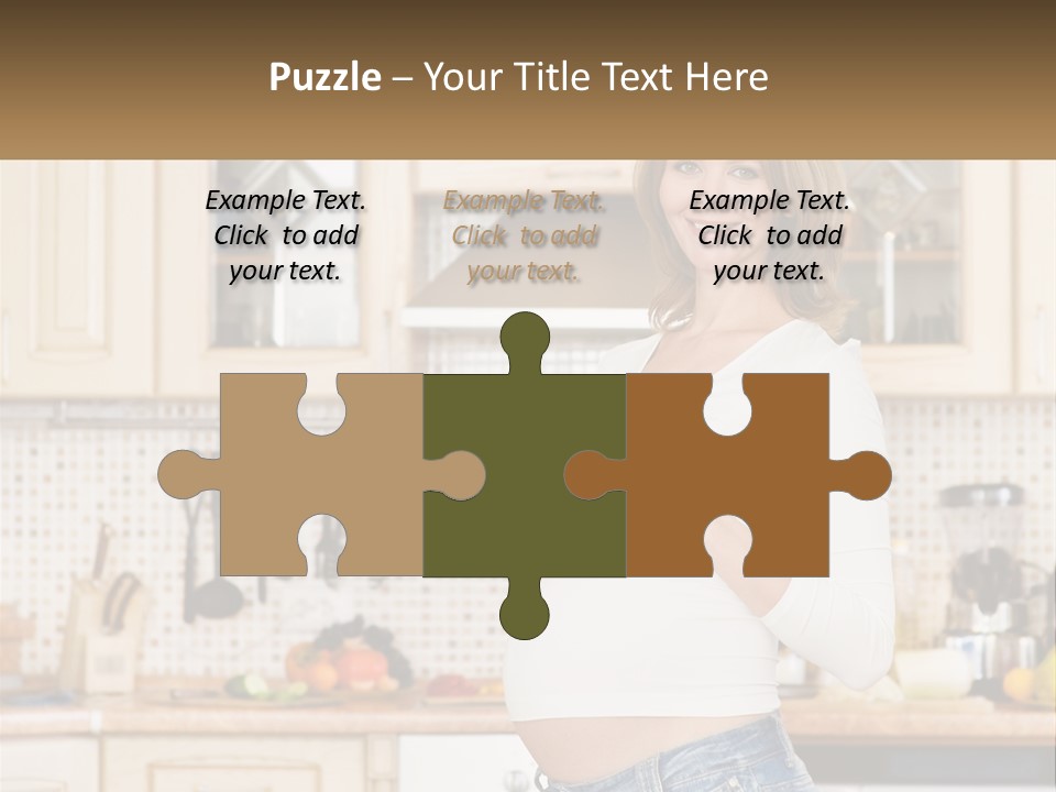 A Pregnant Woman Holding A Bowl Of Fruit In A Kitchen PowerPoint Template