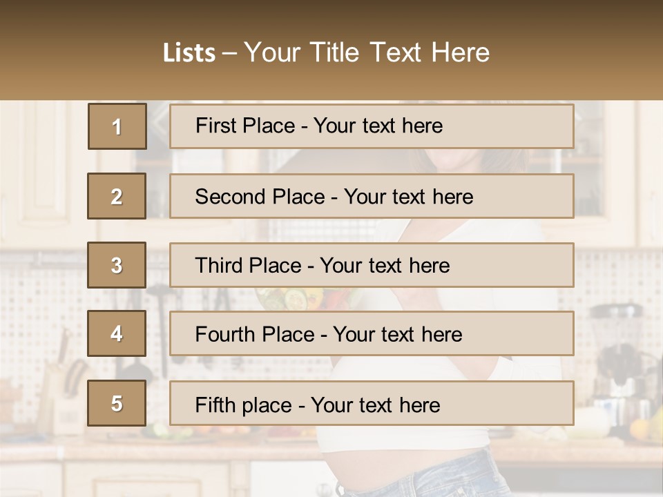 A Pregnant Woman Holding A Bowl Of Fruit In A Kitchen PowerPoint Template
