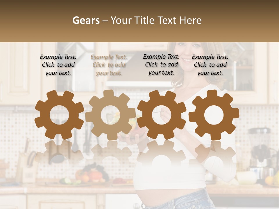 A Pregnant Woman Holding A Bowl Of Fruit In A Kitchen PowerPoint Template