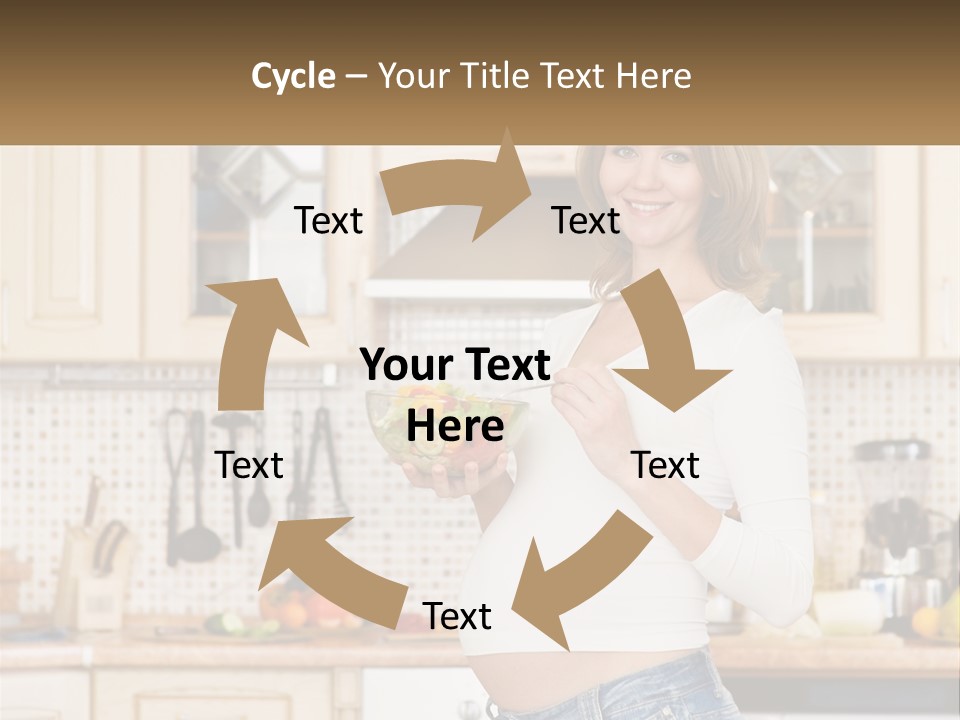 A Pregnant Woman Holding A Bowl Of Fruit In A Kitchen PowerPoint Template