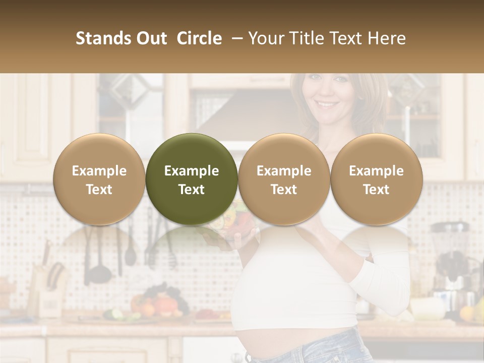 A Pregnant Woman Holding A Bowl Of Fruit In A Kitchen PowerPoint Template