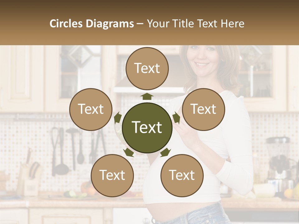 A Pregnant Woman Holding A Bowl Of Fruit In A Kitchen PowerPoint Template