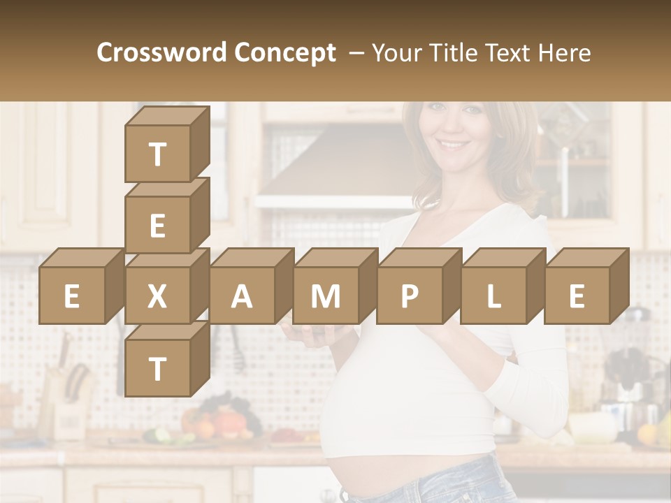 A Pregnant Woman Holding A Bowl Of Fruit In A Kitchen PowerPoint Template