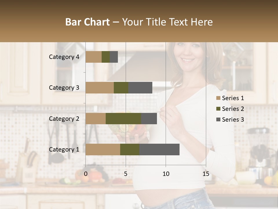A Pregnant Woman Holding A Bowl Of Fruit In A Kitchen PowerPoint Template