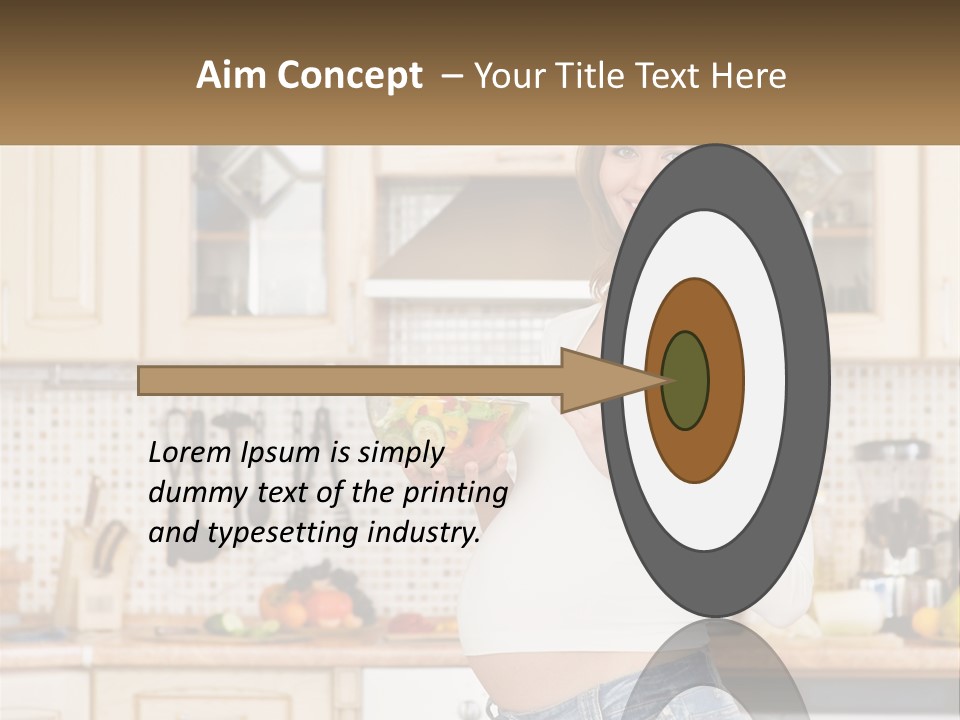 A Pregnant Woman Holding A Bowl Of Fruit In A Kitchen PowerPoint Template