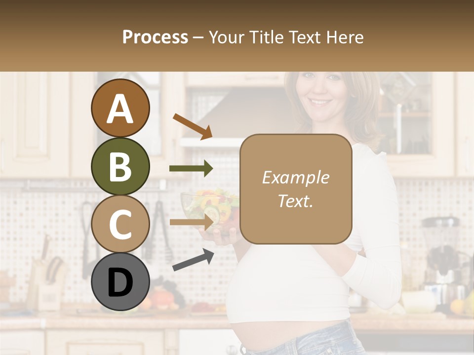 A Pregnant Woman Holding A Bowl Of Fruit In A Kitchen PowerPoint Template