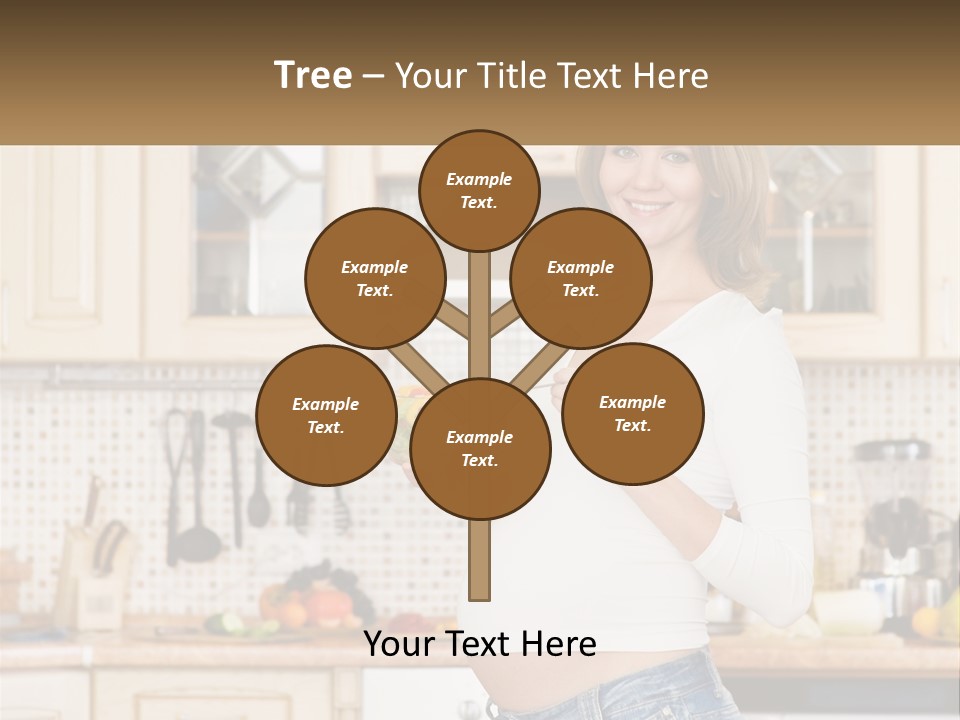 A Pregnant Woman Holding A Bowl Of Fruit In A Kitchen PowerPoint Template