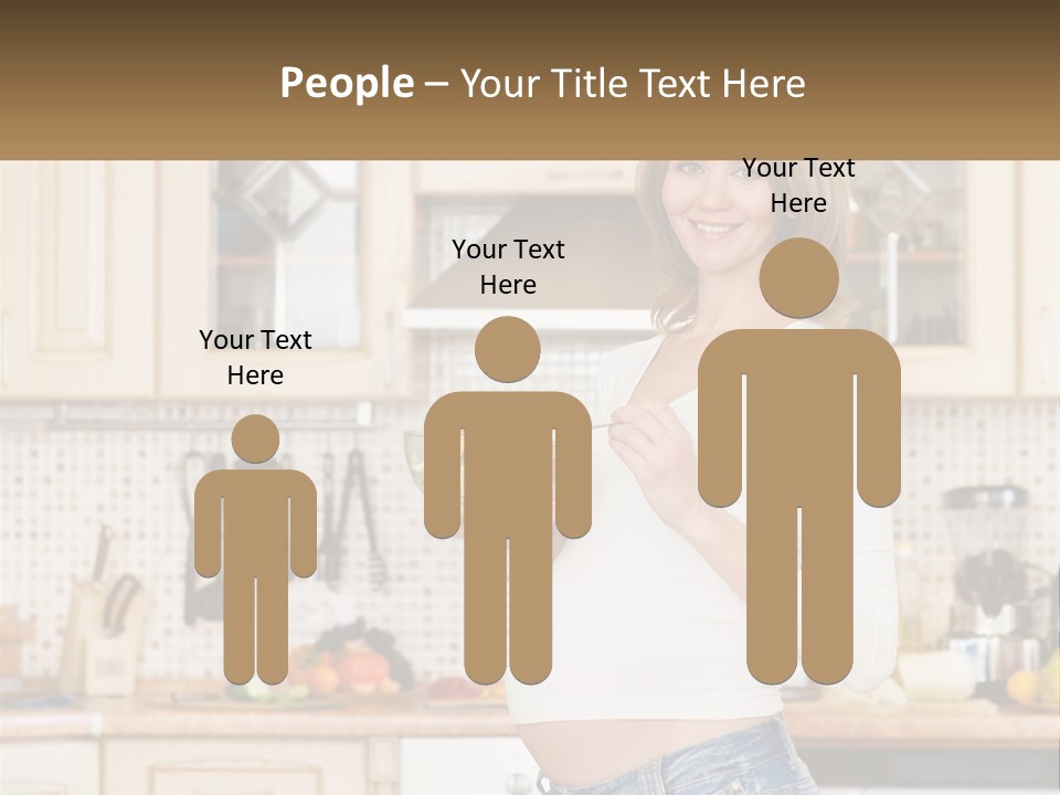 A Pregnant Woman Holding A Bowl Of Fruit In A Kitchen PowerPoint Template