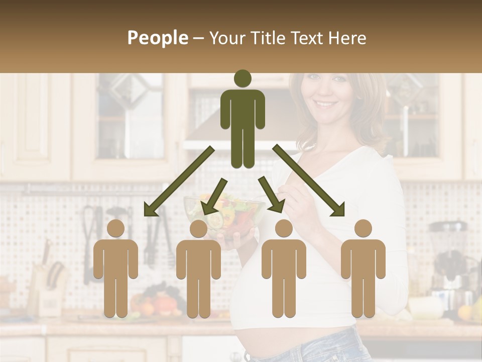 A Pregnant Woman Holding A Bowl Of Fruit In A Kitchen PowerPoint Template