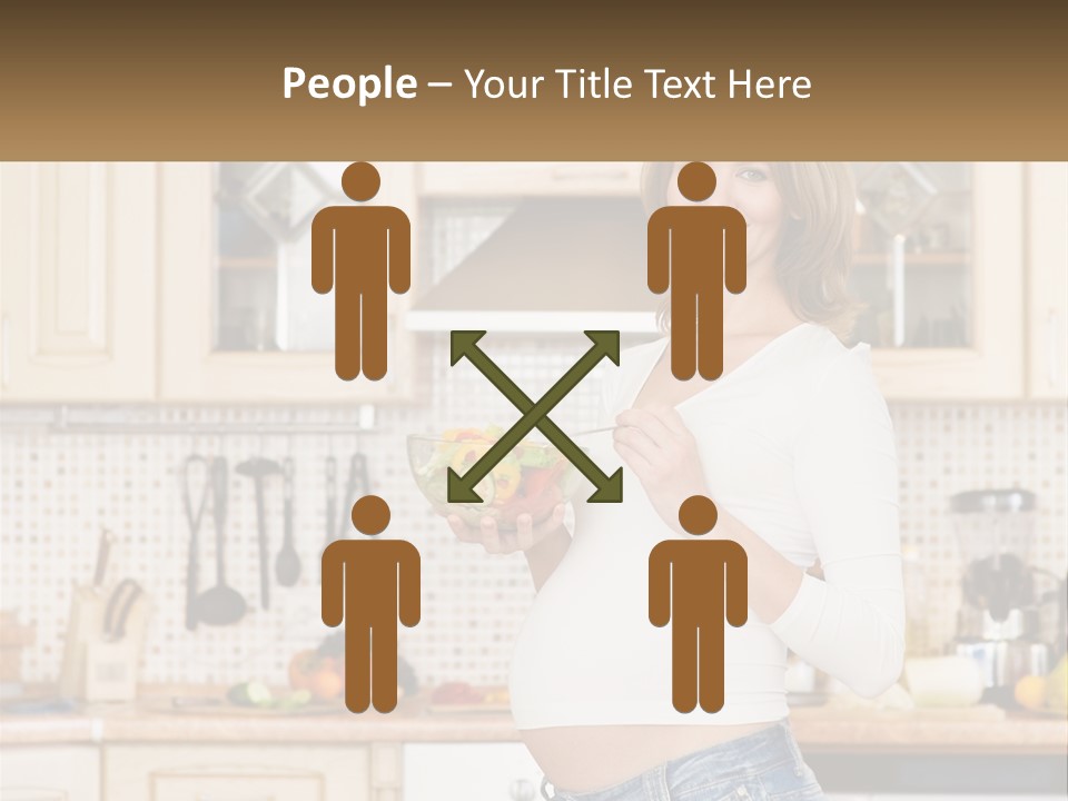 A Pregnant Woman Holding A Bowl Of Fruit In A Kitchen PowerPoint Template