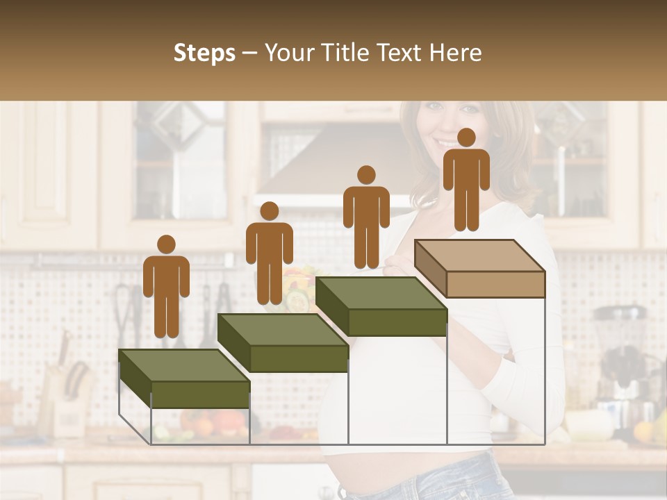 A Pregnant Woman Holding A Bowl Of Fruit In A Kitchen PowerPoint Template