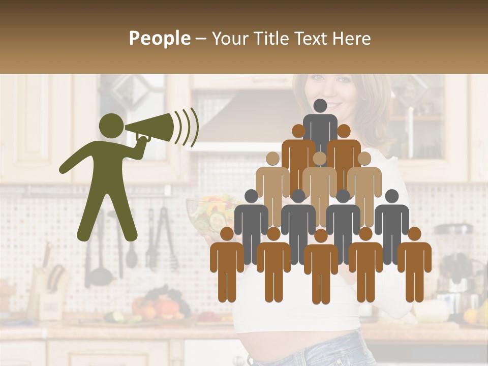 A Pregnant Woman Holding A Bowl Of Fruit In A Kitchen PowerPoint Template